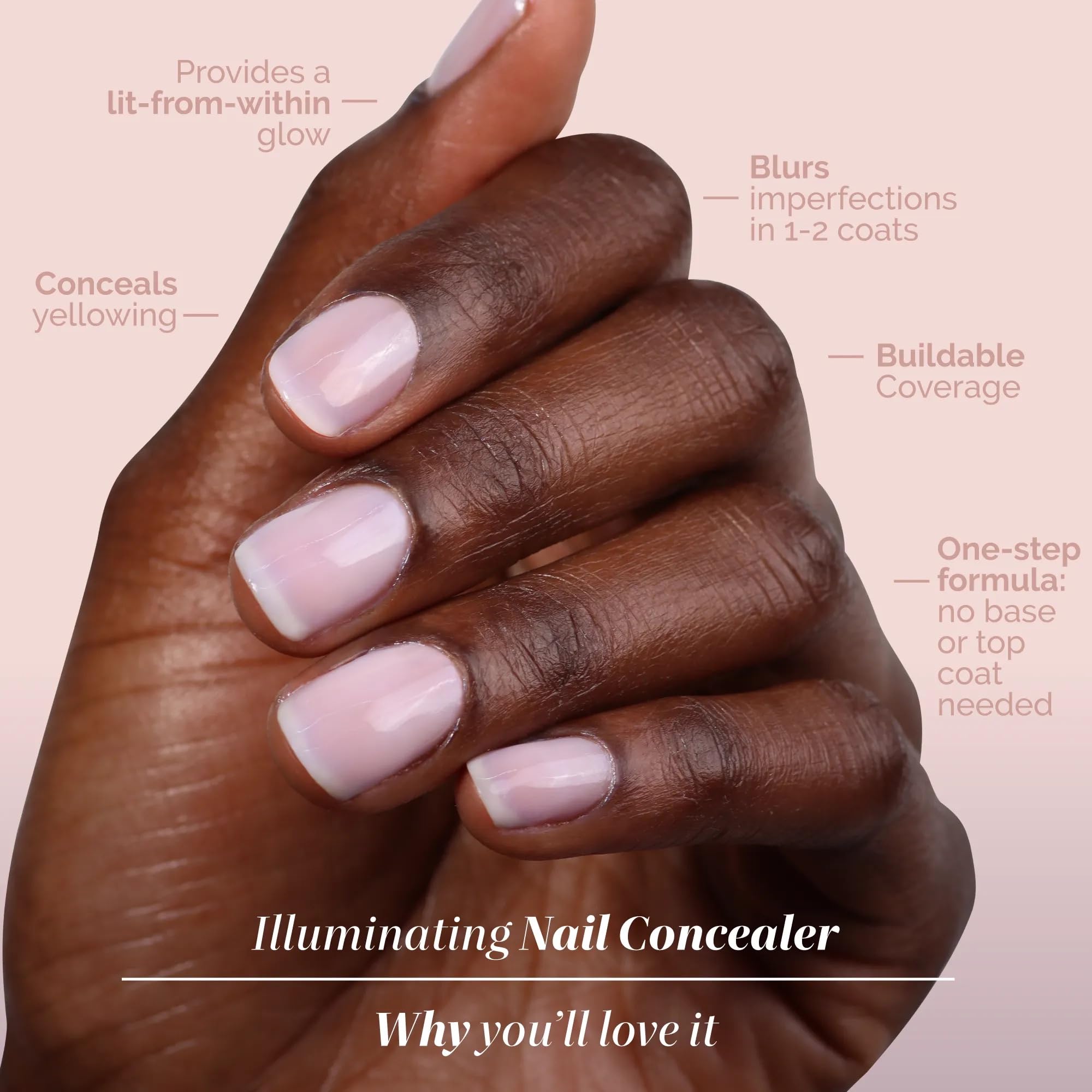 LONDONTOWN Uñas descoloradas – primer plano muestra color luminoso revitalizante.