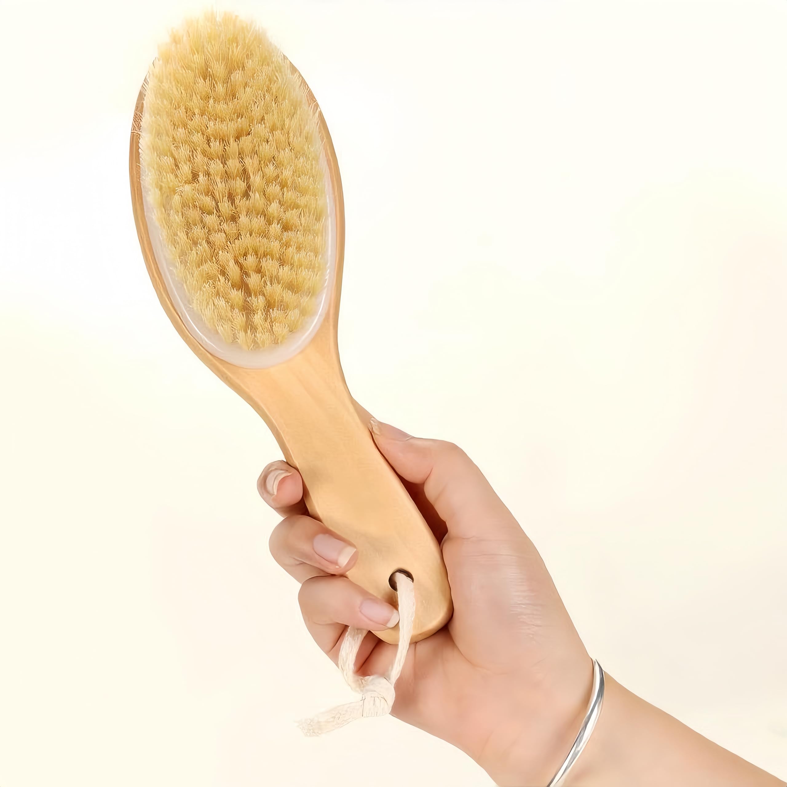 LONGCO dry brush before shower use to prep skin and cleanse texture.