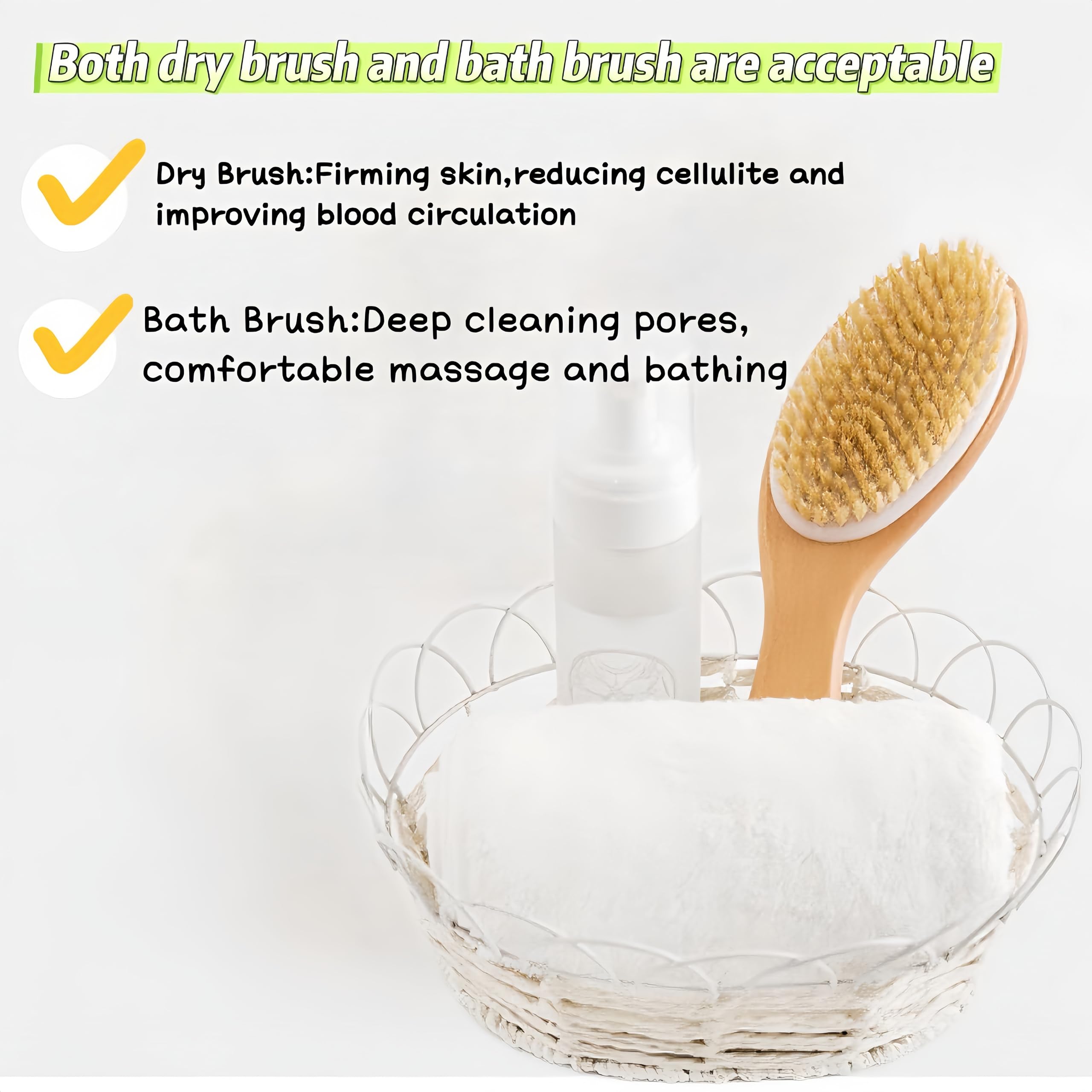 LONGCO dry brush reaches legs, arms, back with long strokes for full-body comfort.
