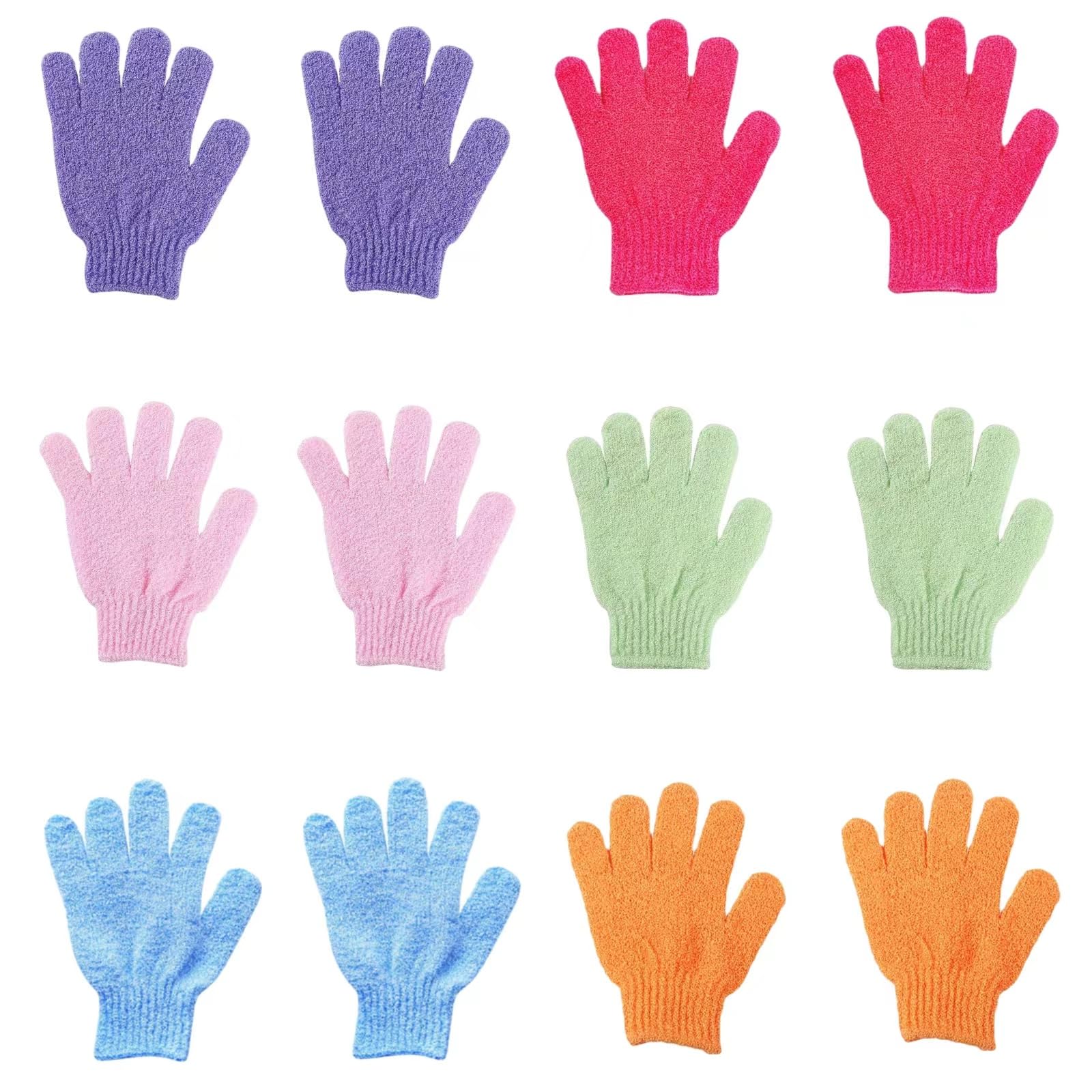Guantes exfoliantes LONGCO en estuche de 12 piezas para limpieza profunda.