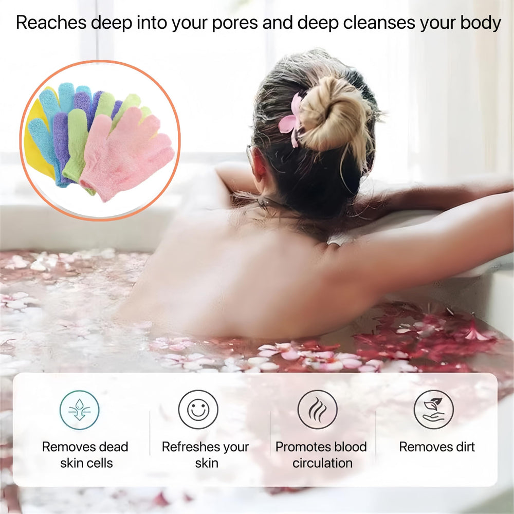 Guantes LONGCO exfoliantes aptos para piel de todo tipo durante la ducha.