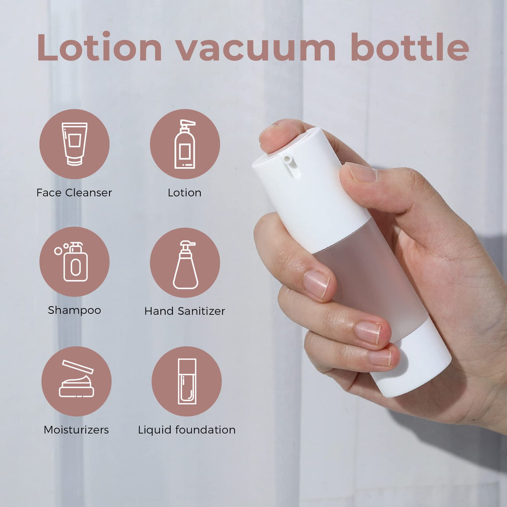 Longway 30ml frosted airless bottle shown from side view.