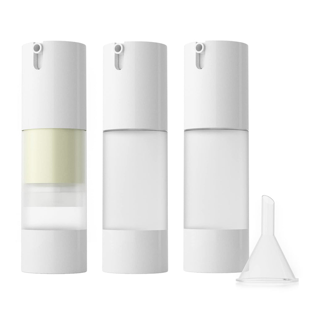 Longway 3pc airless pump bottle set for travel-friendly skincare storage.