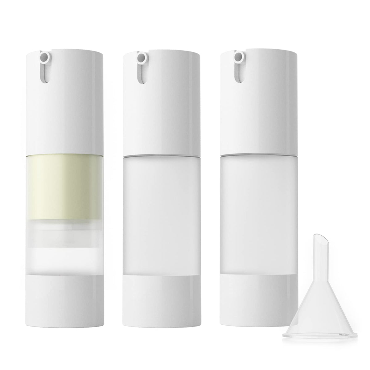 Longway 3pc airless pump bottle set for travel-friendly skincare storage.