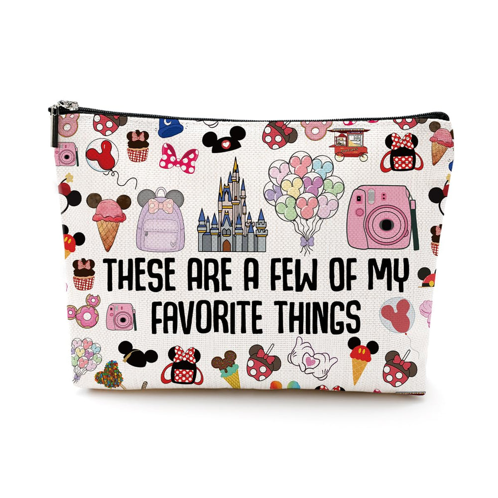 LONGXIN Vacation Trip Makeup Bag front view with fairytale characters, travel-ready storage.
