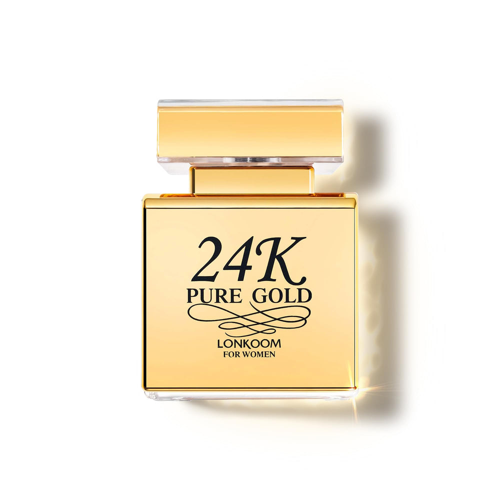 Lonkoom 24K Gold perfume bottle with luxe packaging.