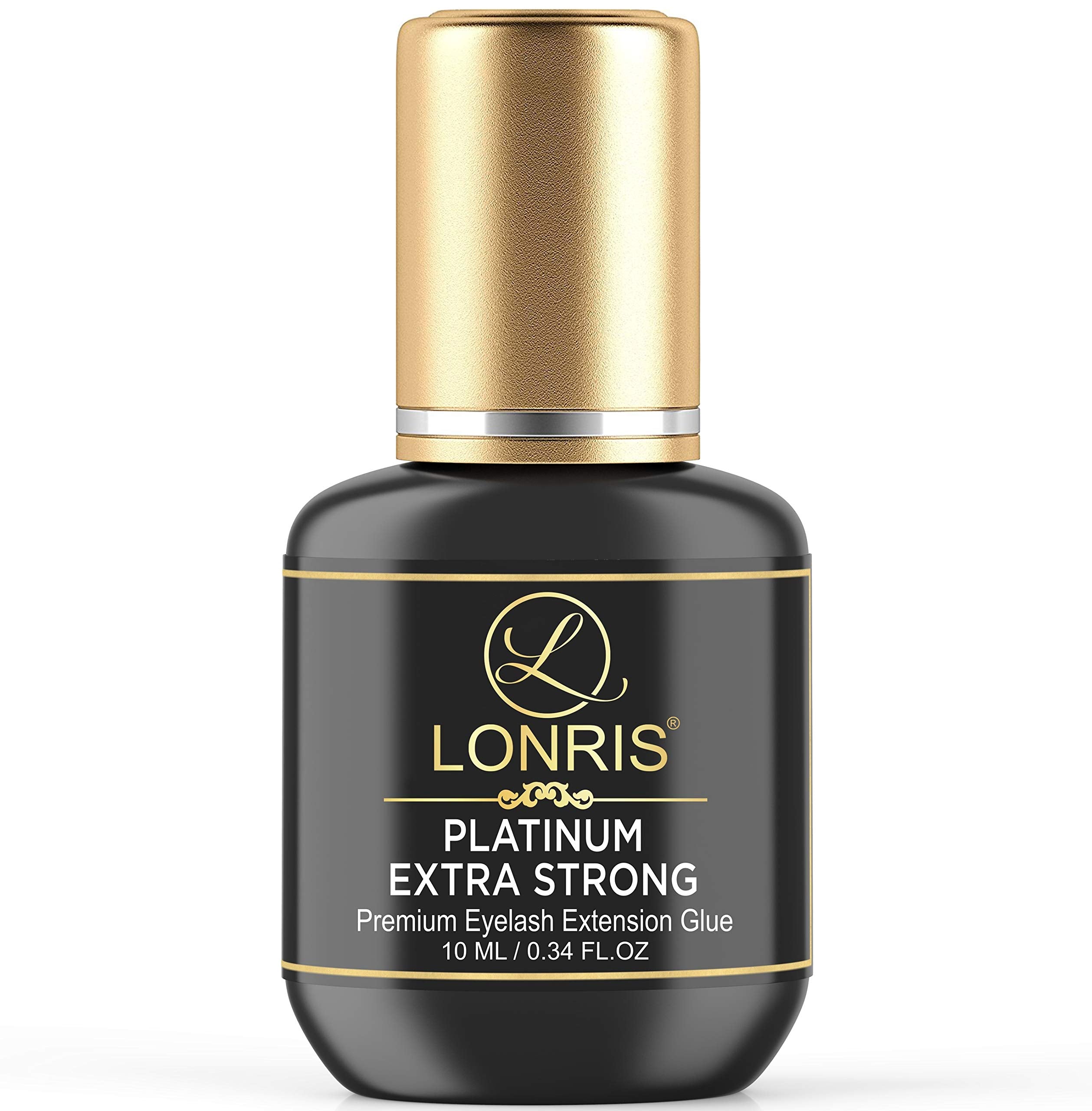 LONRIS platinum extra-strong eyelash glue with 8-9 weeks retention for lash extensions.