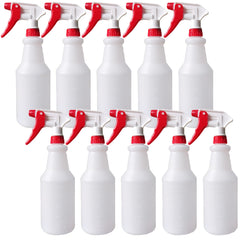 Looknniy 10-pack 32oz spray bottles with clear bodies for versatile cleaning tasks