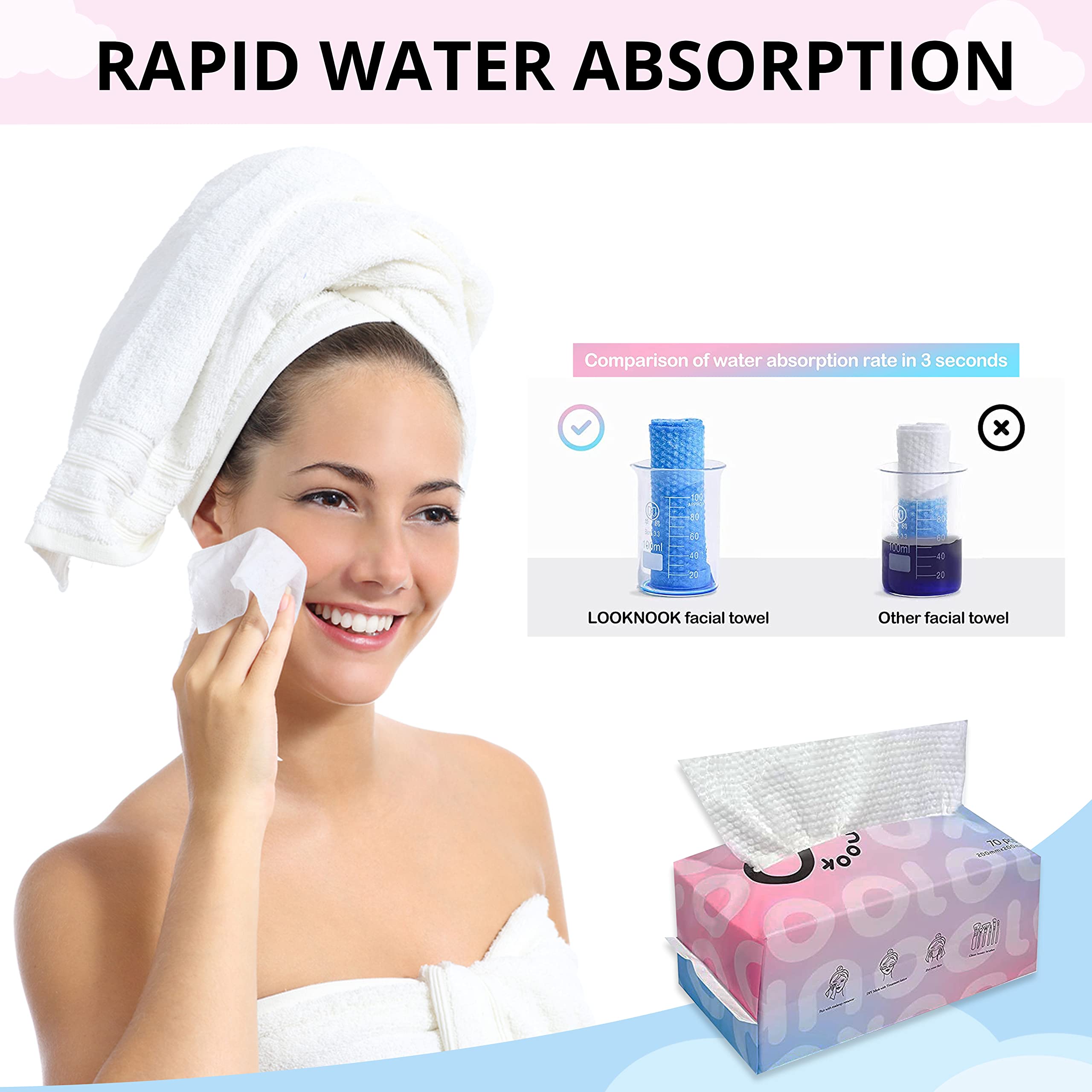 LOOKNOOK makeup removal with cleanser using disposable towel