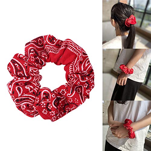 LOOKSEVEN scrunchies con estampado pañuelo azul Carolina, suave y cómodo para diario.