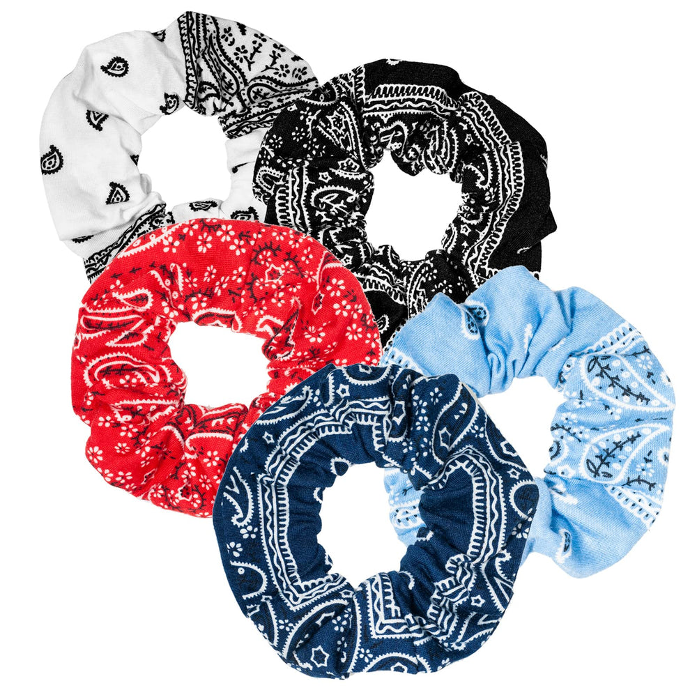 LOOKSEVEN scrunchies con estampado pañuelo blanco, combina con outfits claros.