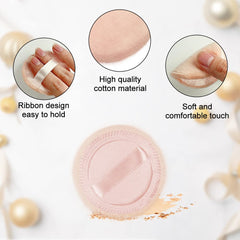 LOOKSEVEN puff in action delivering even powder distribution on skin.