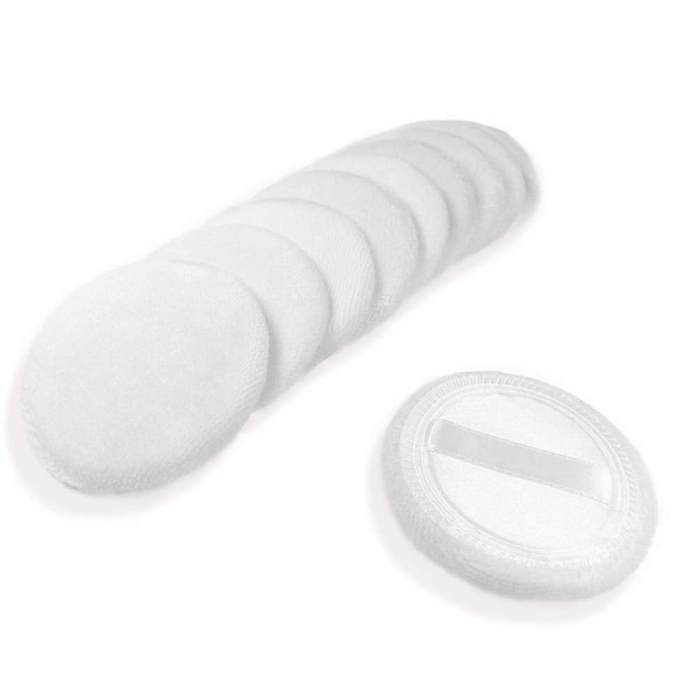 LOOKSEVEN powder puff closeup shows soft cotton texture for smooth foundation application.
