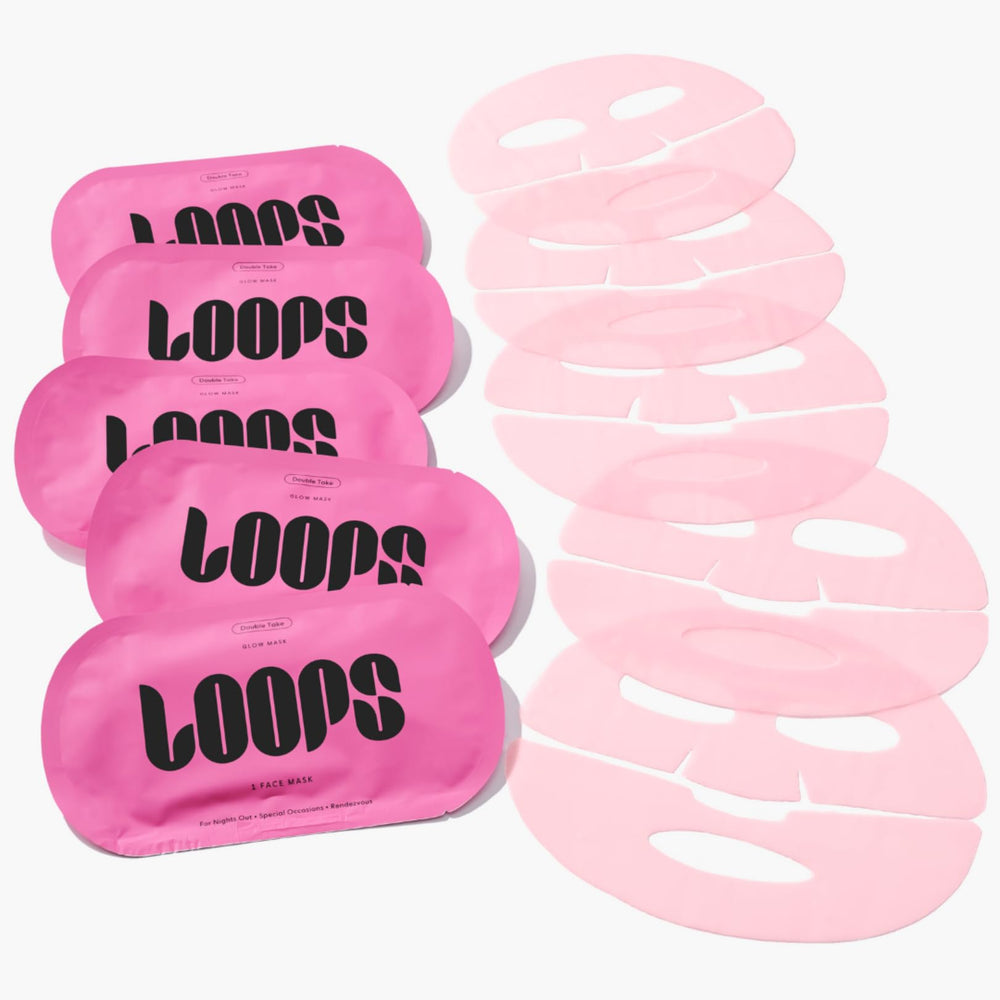 LOOPS Double Take face application closeup showing soothing, cooling effect.