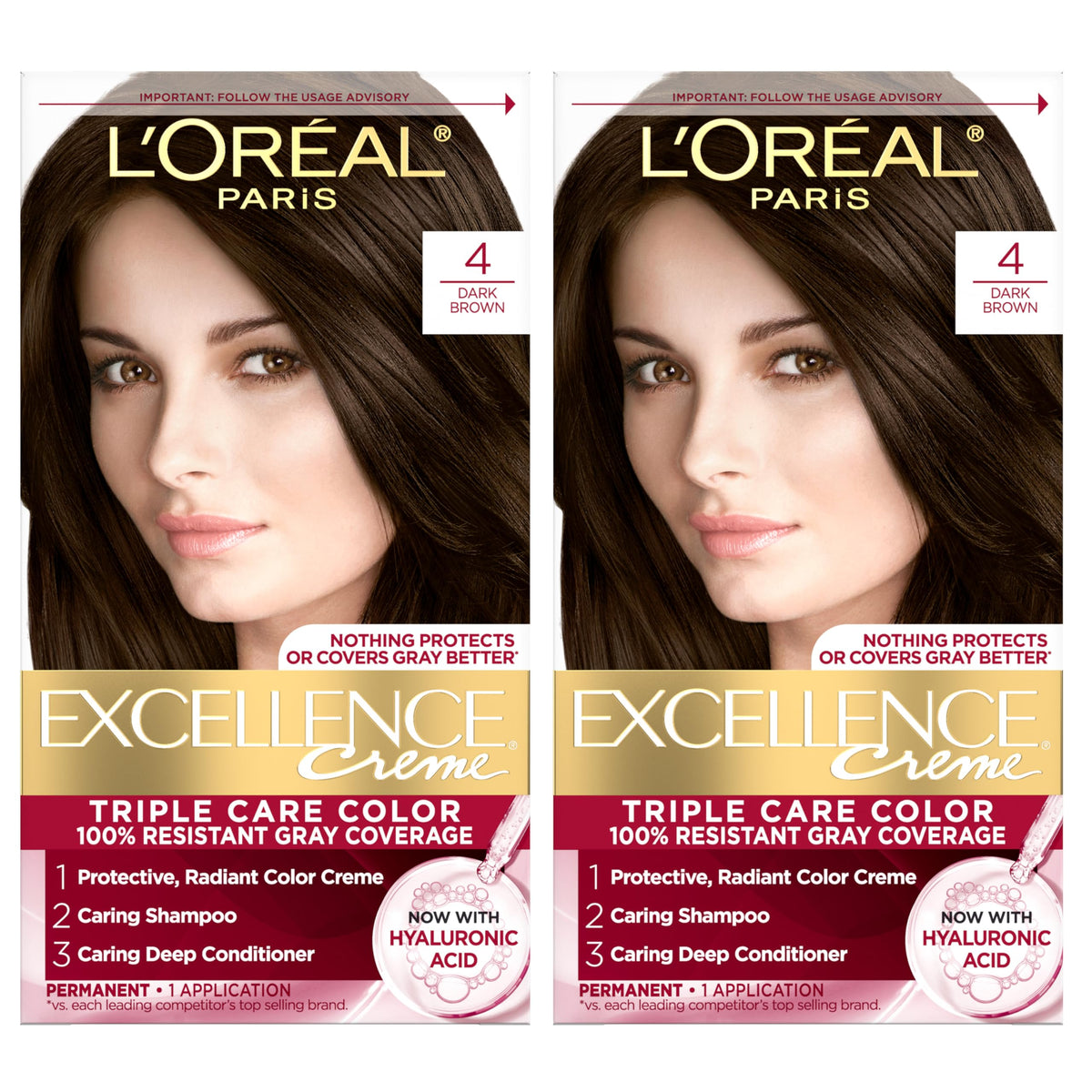 L'Oreal Paris Excellence Crème packaging box with triple care kit and color protection.