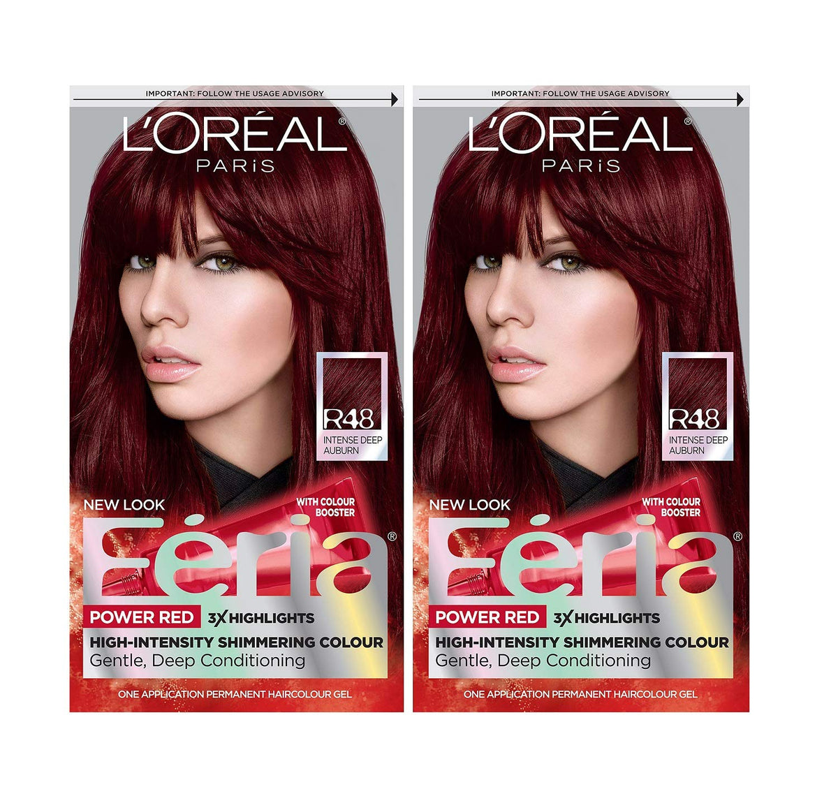 L'Oreal Paris Feria shimmering permanent color R48 deep auburn bottle for at-home color
