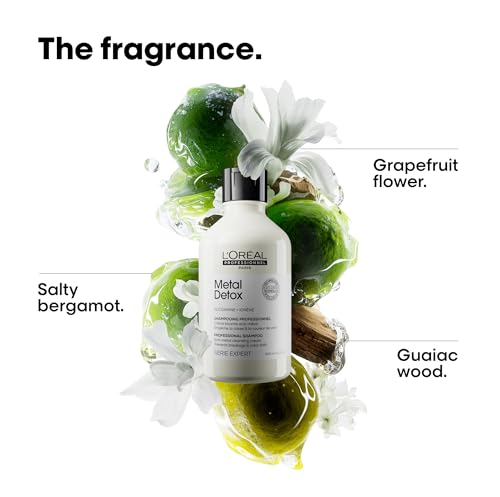 L’Oréal Professionnel Paris Metal Detox Shampoo supports color-treated hair with gentle cleansing