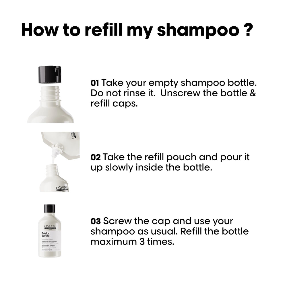 L’Oréal Professionnel Paris Metal Detox Shampoo in-shower scene emphasizes easy rinse