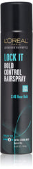 L'Oreal Paris Bold Control hairspray bottle showing long-lasting hold.