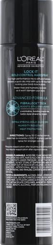 Humidity-resistant action of L'Oreal Paris Bold Control hairspray demonstrates frizz control.