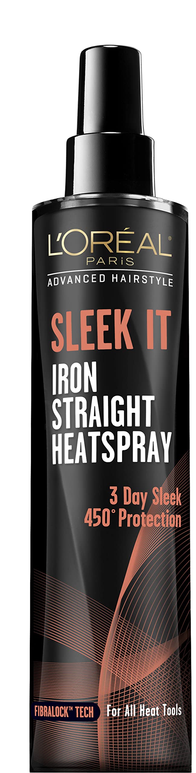 L’Oréal Paris Sleek It heat spray bottle showing lightweight protection for straight styles