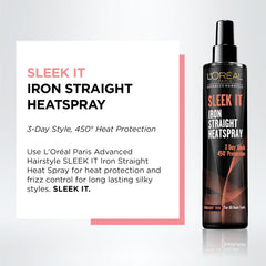 L’Oréal Paris Sleek It mist application demonstrating even distribution and frizz control