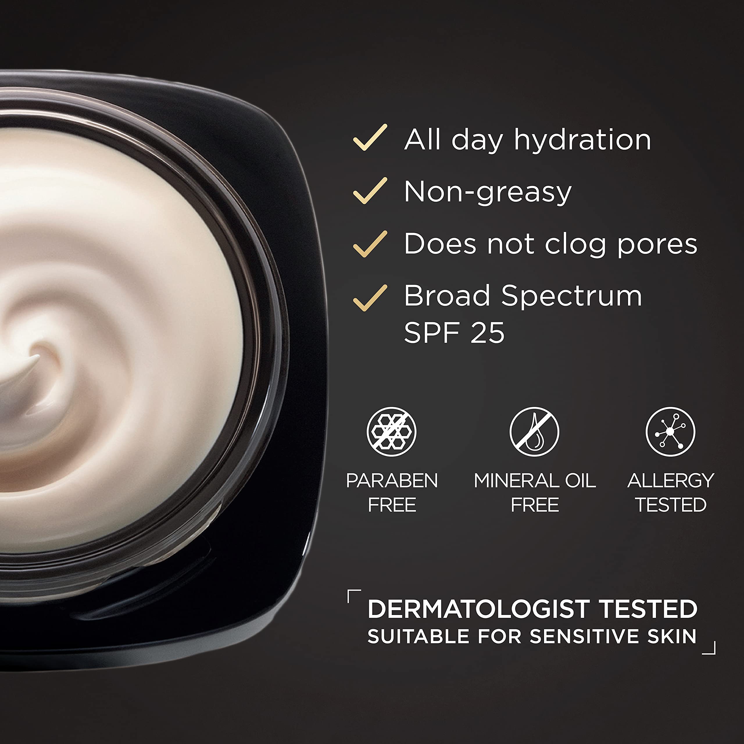 SPF 25 label visible on the product packaging.