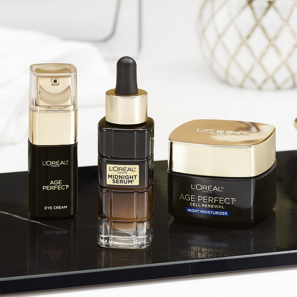 Applying L'Oreal Paris Age Perfect Night Moisturizer as part of routine
