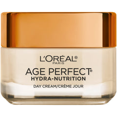 Crema de día Age Perfect Hidra-Nutrición de L'Oréal Paris para hidratación duradera en piel seca.