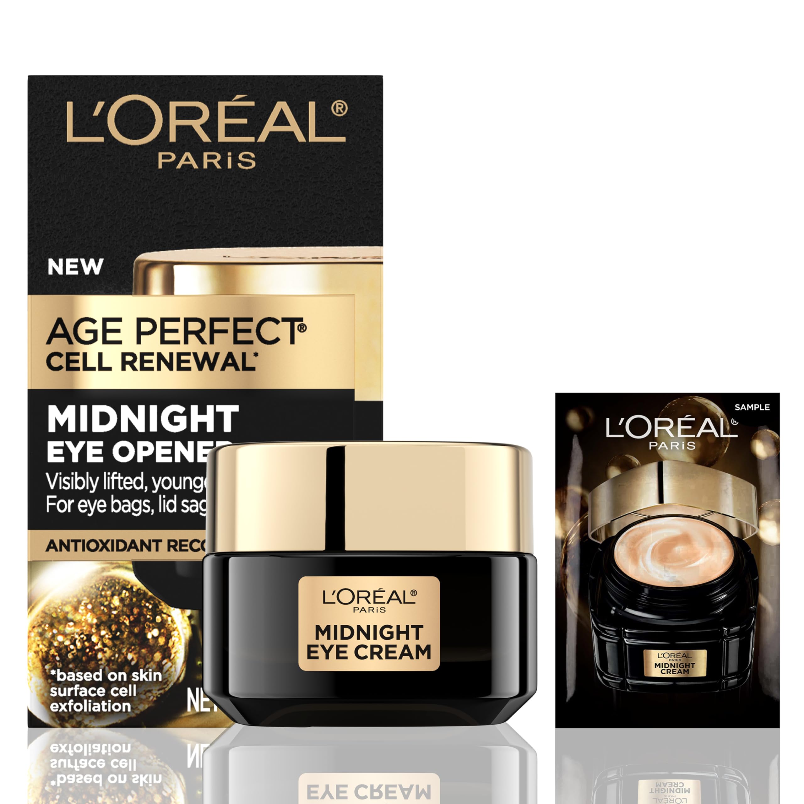 L'Oreal Paris Age Perfect Midnight Eye Cream jar close-up for nighttime care