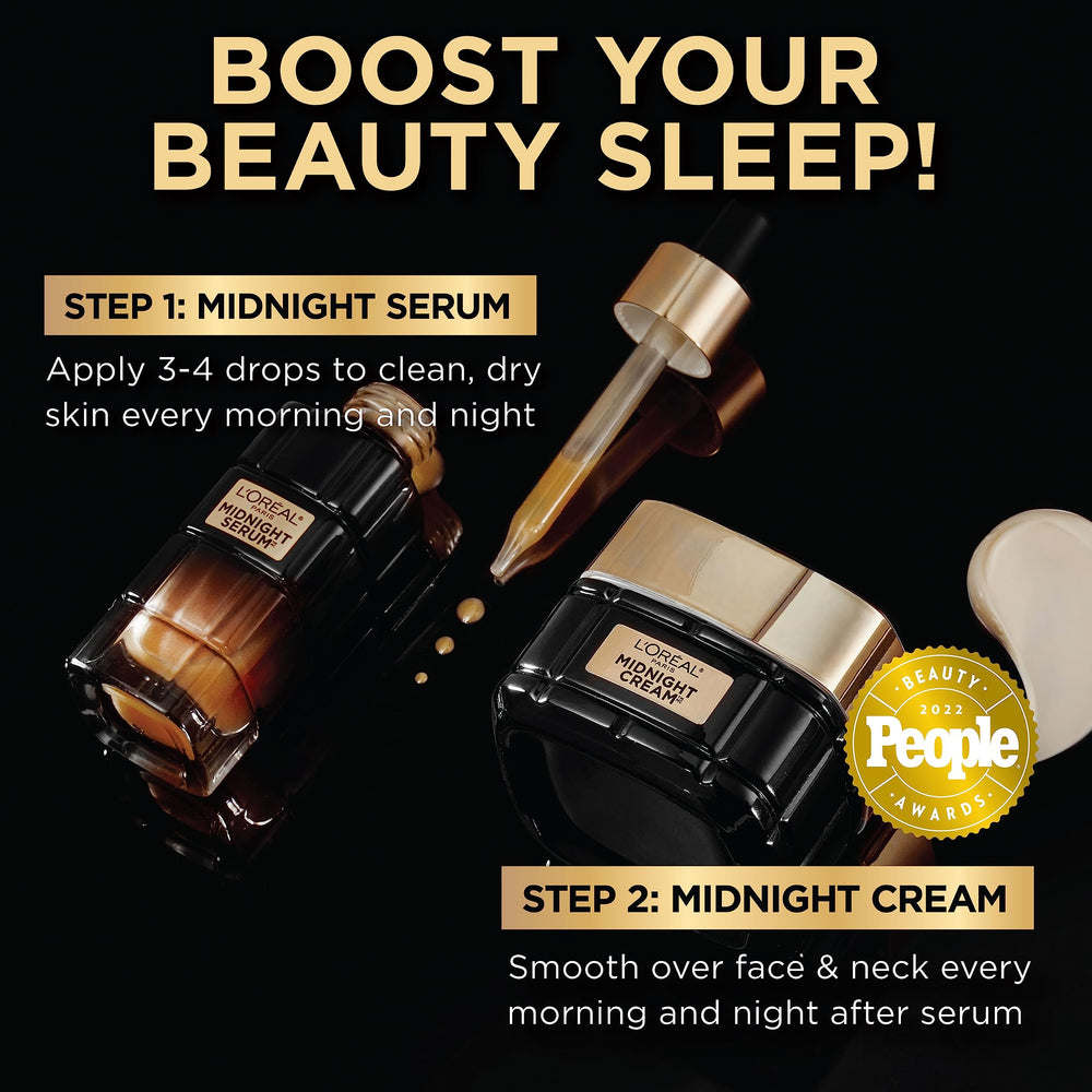 L'Oreal Paris Age Perfect Midnight Serum texture close-up showing light, non-greasy feel.