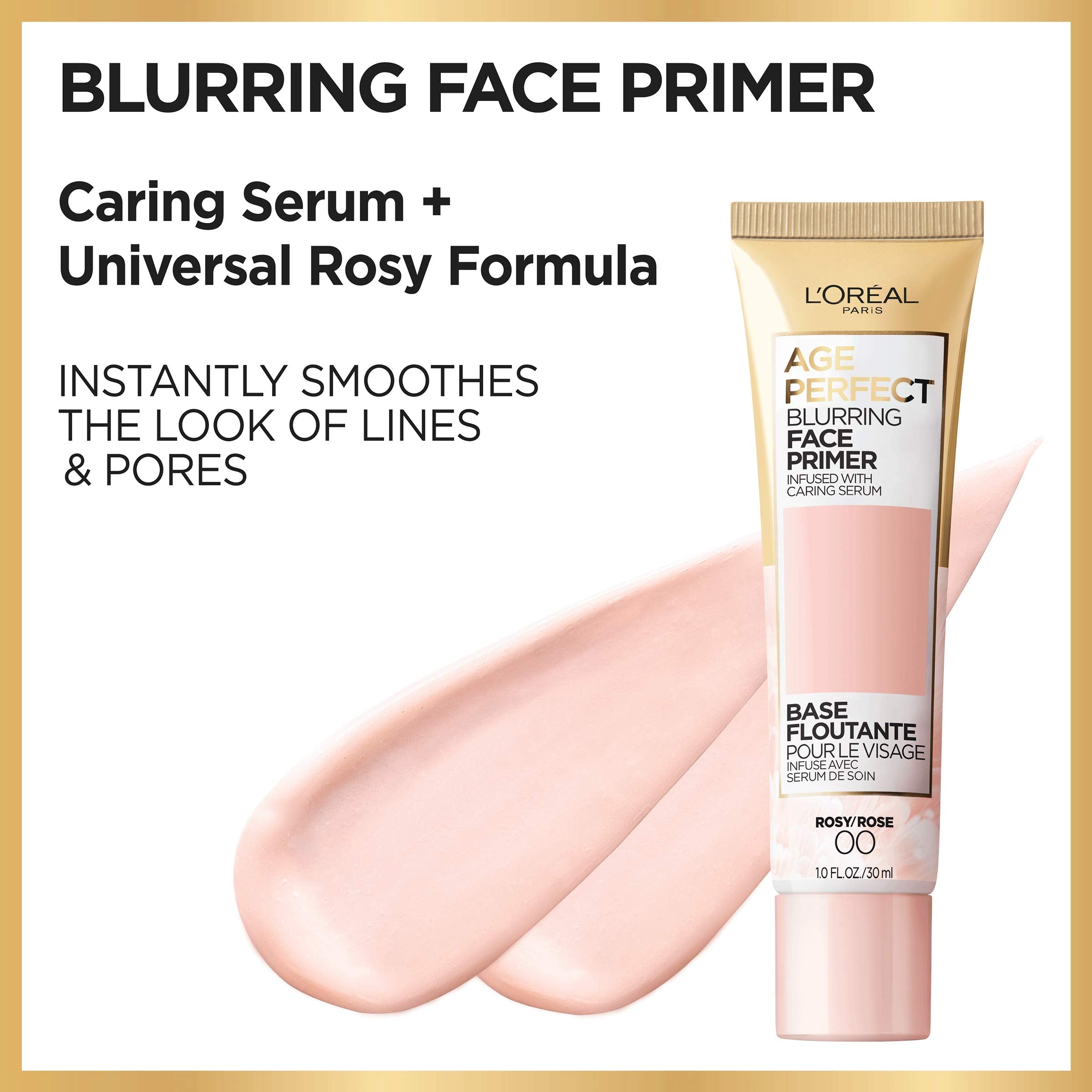 Envase del primer rosado facilita aplicación rápida y rostro más fresco.