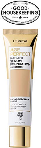 L'Oréal Paris Age Perfect Radiant Serum Foundation, empaque elegante que facilita la aplicación y almacenamiento.