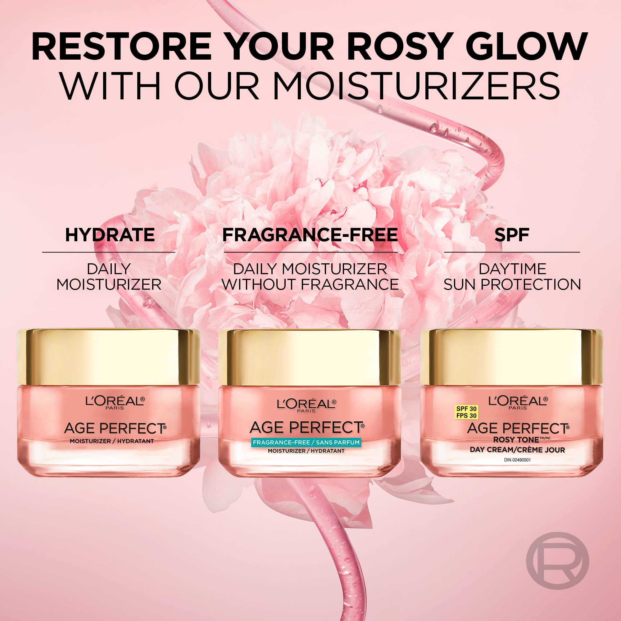 Fragrance-free Rosy Tone formula highlighted on clean packaging for sensitive users.