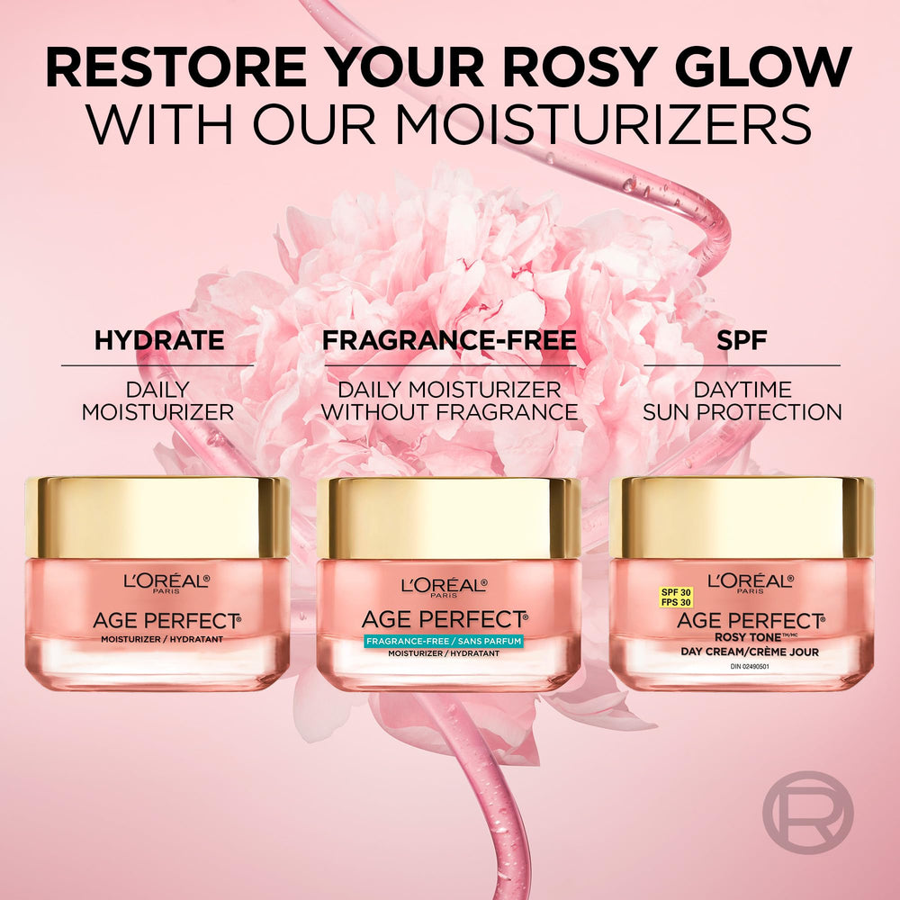 Fragrance-free Rosy Tone formula highlighted on clean packaging for sensitive users.