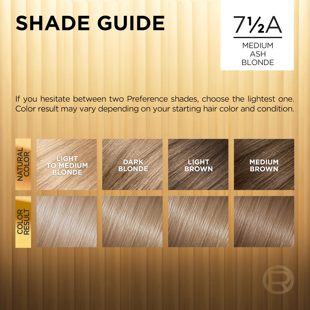 L'Oreal Paris 7.5A Medium Ash Blonde shade provides cool, radiant results