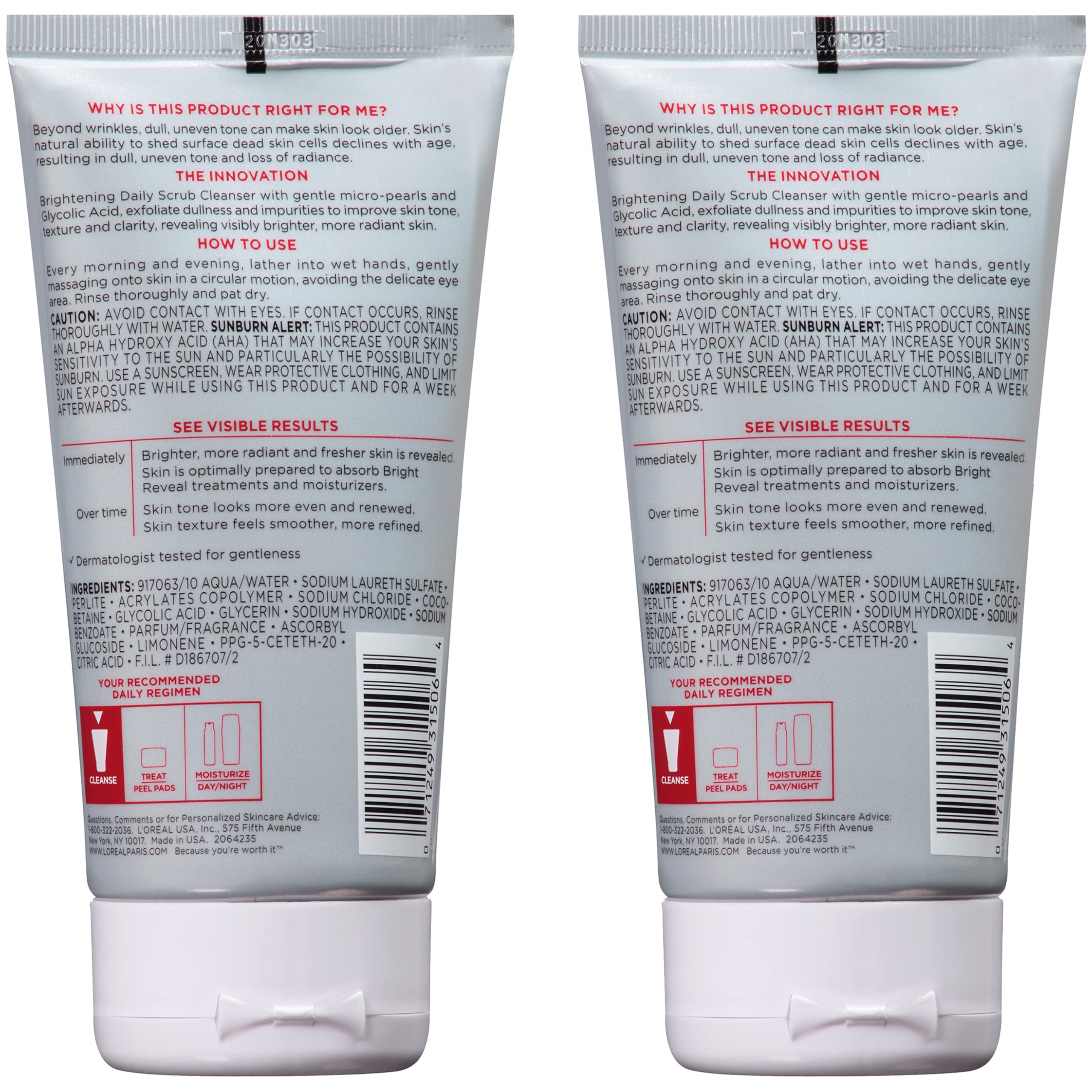 L’Oréal Paris Bright Reveal paquete de dos para conveniencia.