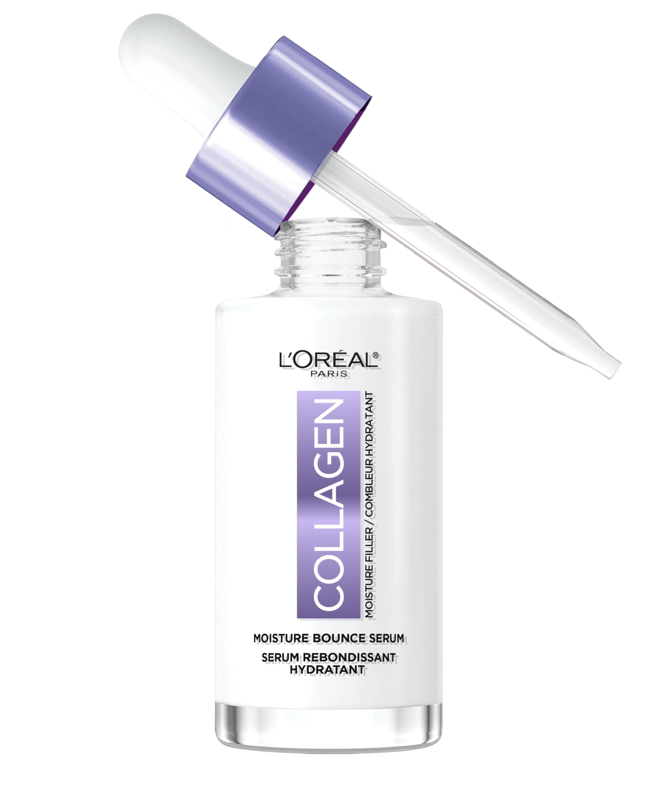 L'Oreal Paris Collagen Moisture Bounce Serum bottle-front with radiant hydration