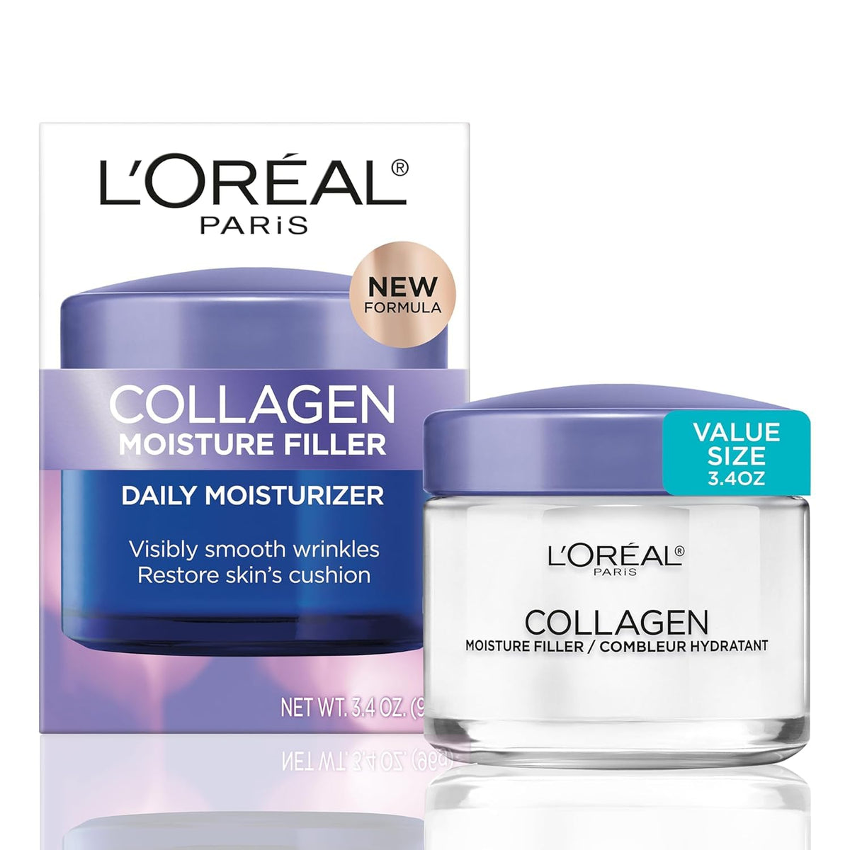Loreal Paris Collagen Moisture Filler cream jar showing rich hydration texture