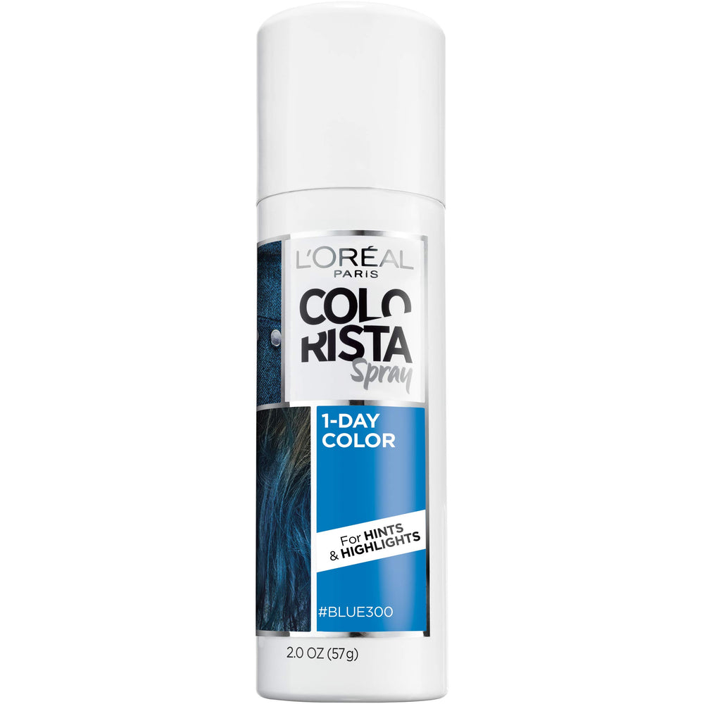 L'Oreal Paris Colorista blue spray bottle for temporary color you can wash out.