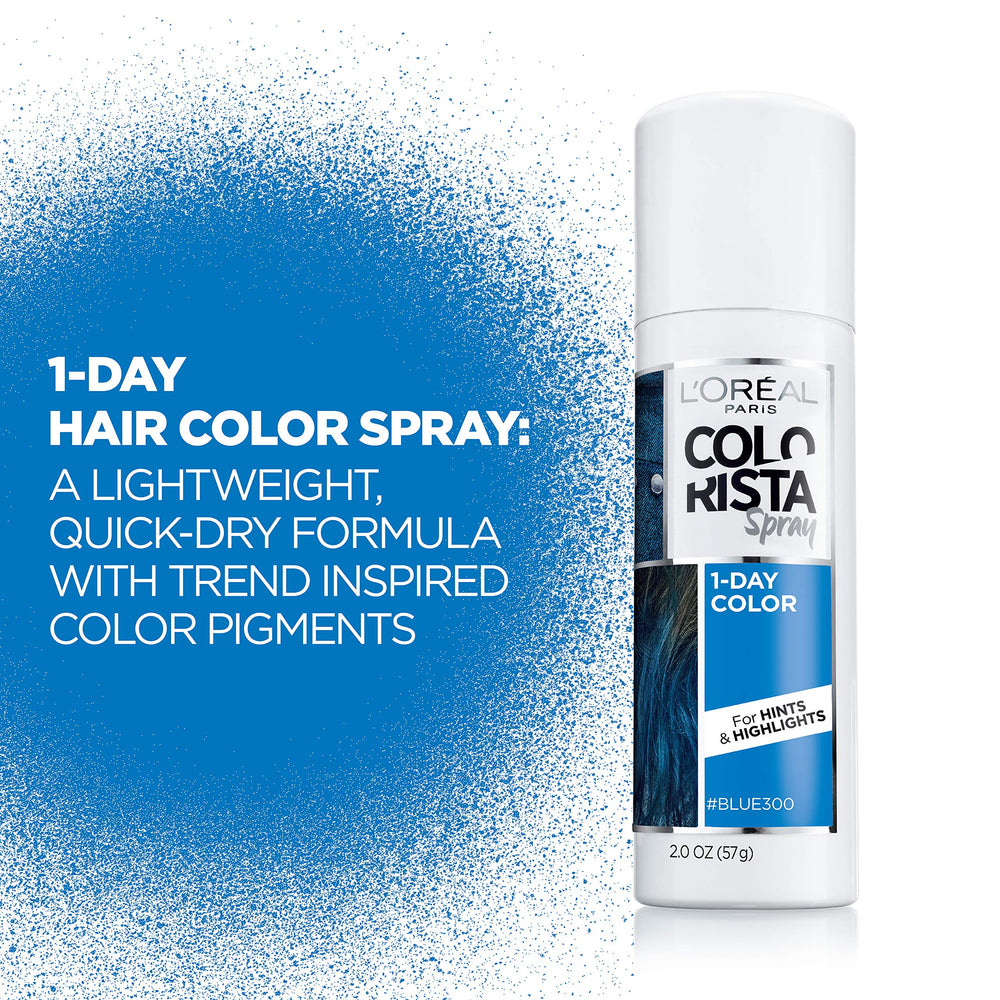 L'Oreal Paris Colorista blue festival look with temporary color.