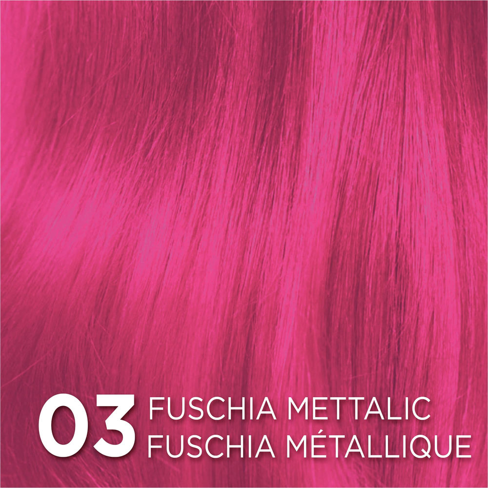 L'Oreal Paris Colorista Metallic Pink being applied to hair for bold color.