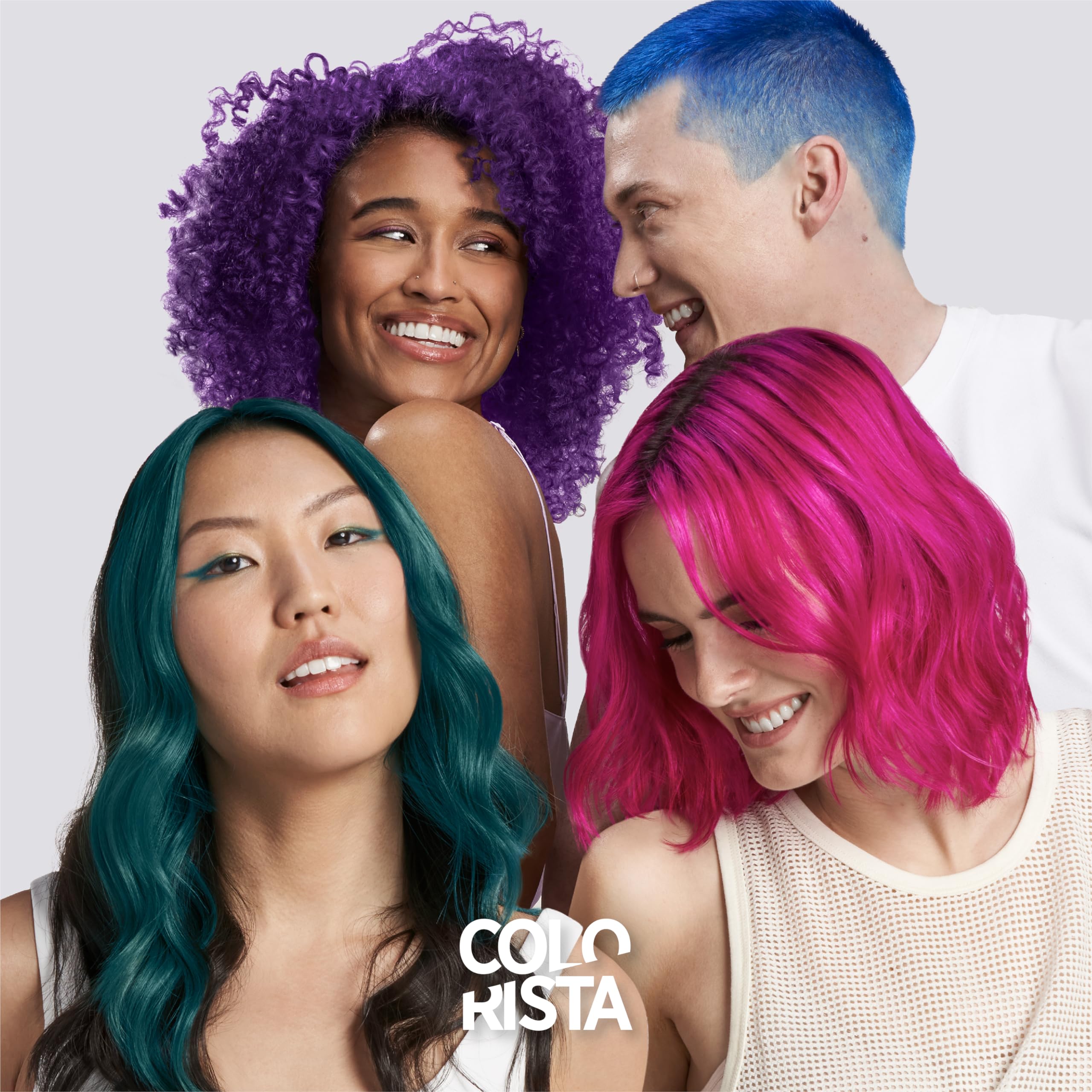 Colorista Teal packaging highlighting vegan and peroxide-free formula.