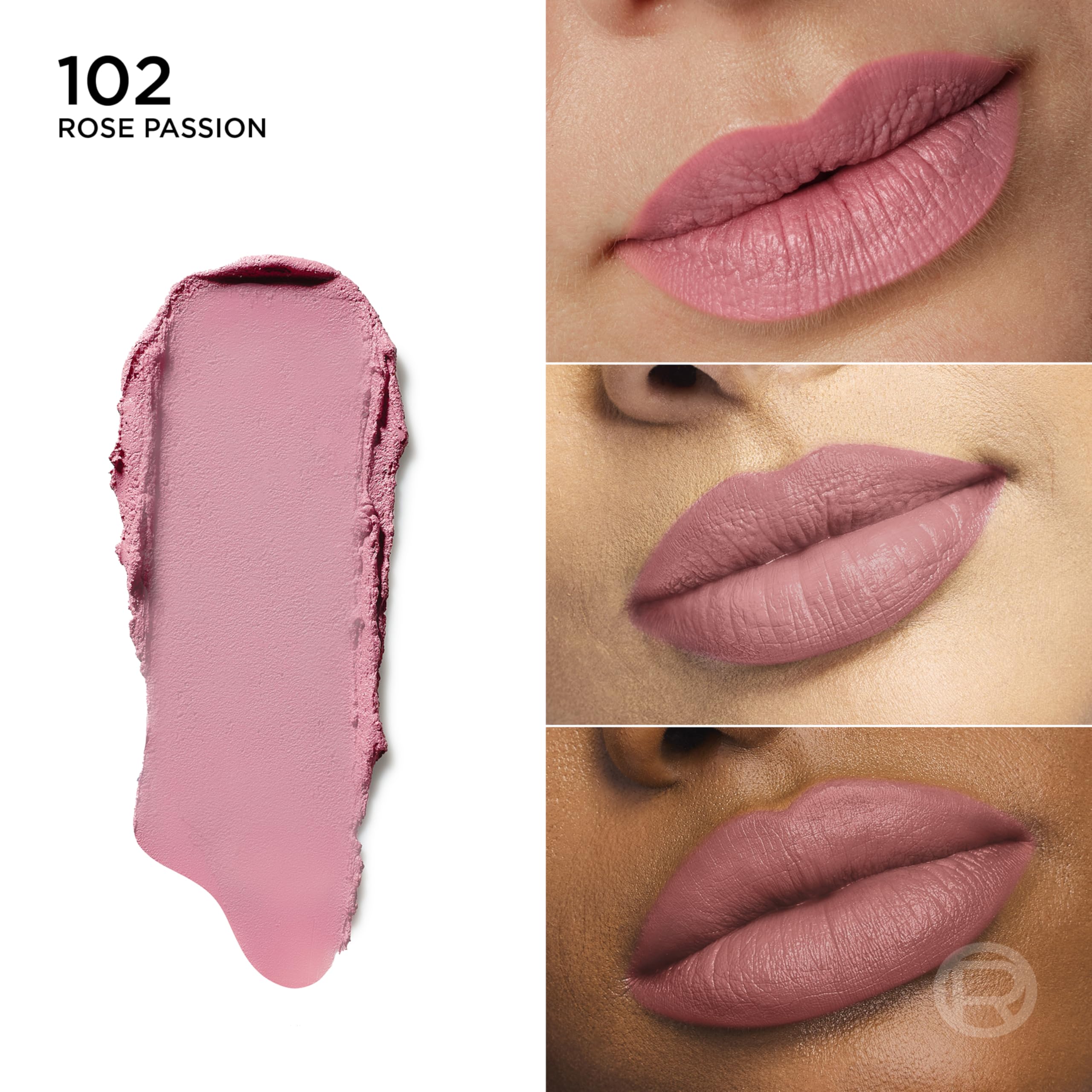 Aplicación rápida de Colour Riche Blurred Matte Rosa Pasión en los labios, acabado suave