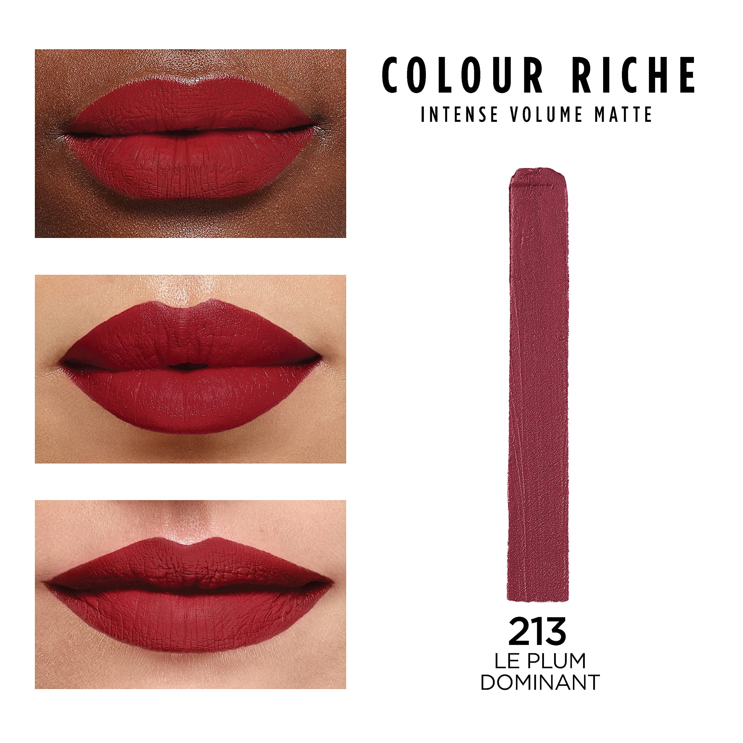 L'Oreal Paris Colour Riche Intense Volume Matte Lipstick acabado en polvo suave.