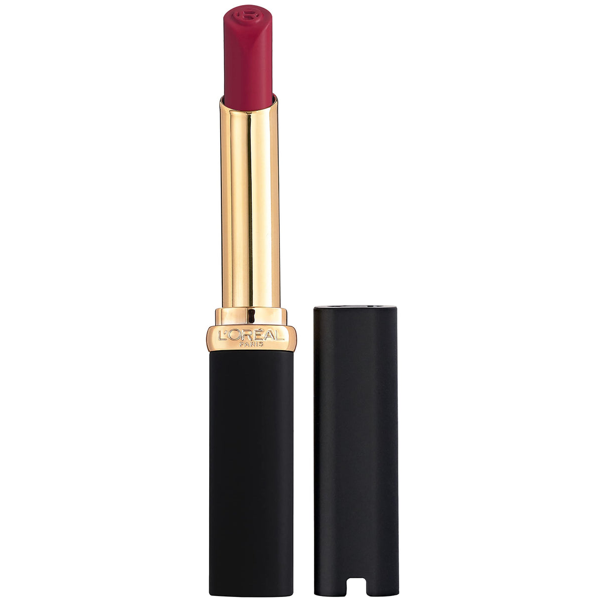 L'Oreal Paris Colour Riche Intense Volume Matte Lipstick swatch shows rich color and long wear.
