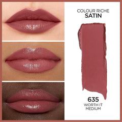 Labios hidratados gracias a argán y vitamina E en Colour Riche Satin.