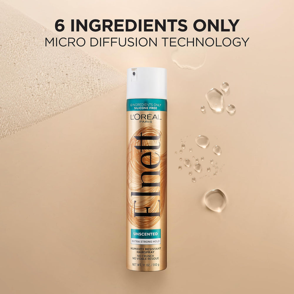 Packaging variation note for L'Oreal Paris Elnett Satin unscented hairspray.