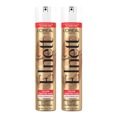 L'Oreal Paris Elnett Satin color-treated hairspray 11oz offers long-lasting brushable hold.