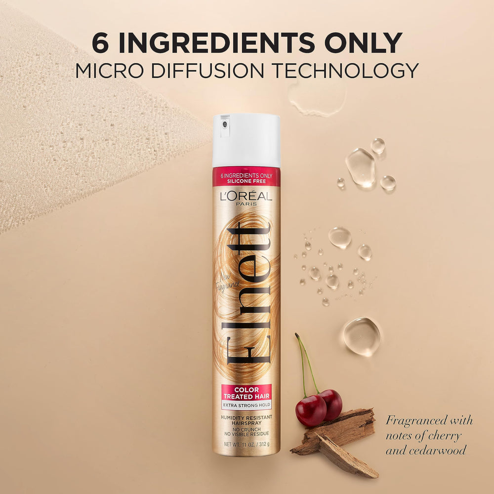 L'Oreal Paris Elnett Satin hairspray delivers satin finish and subtle shine.